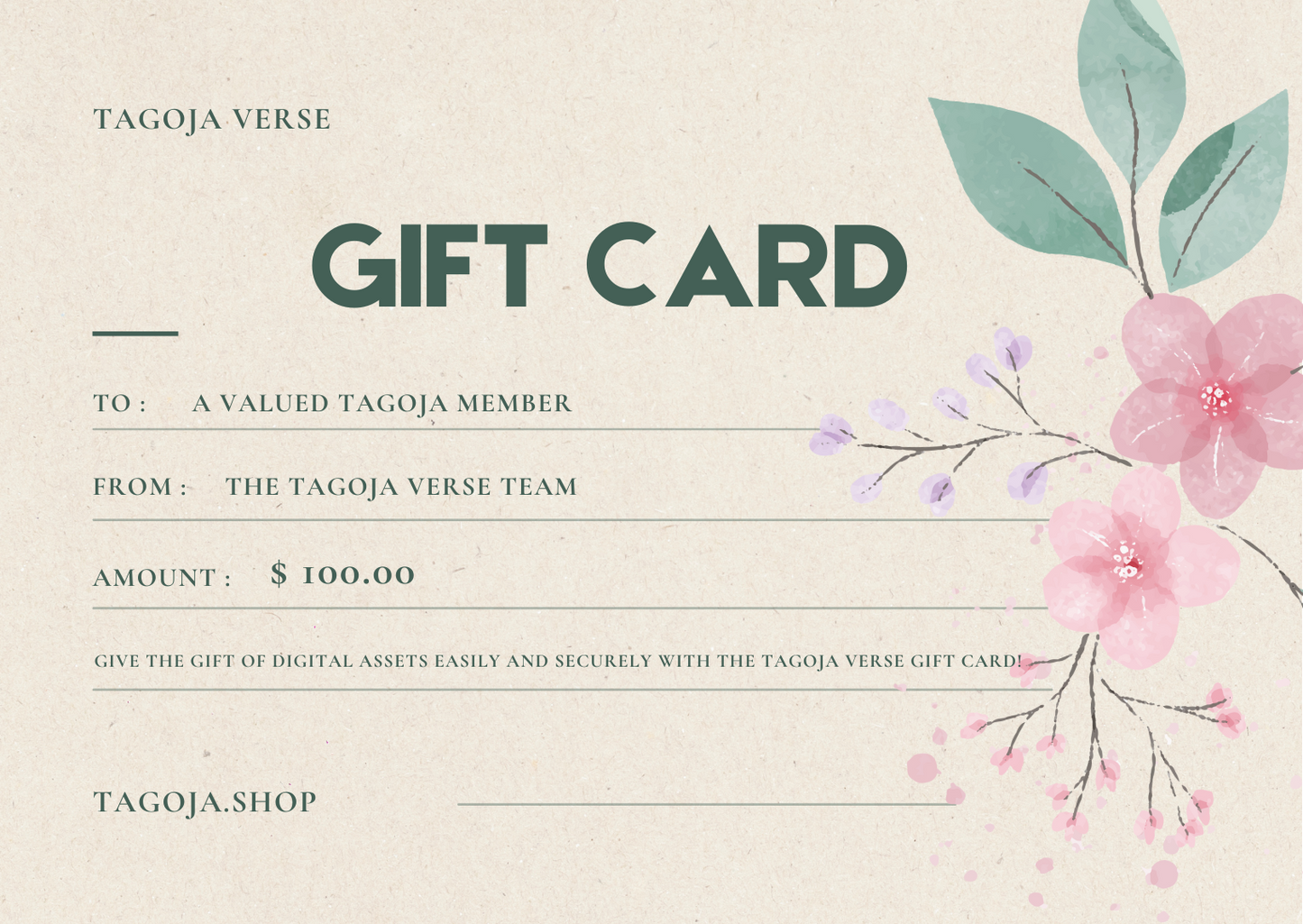 Tagoja Verse Gift Card